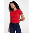 thumbnail image 1 of Time and Tru Women's Ribbed Tee with Short Sleeves, Sizes XS-XXXL, 1 of 6