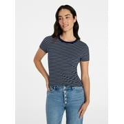 Women's Ribbed Tee with Short Sleeves, Sizes XS-XXXL