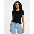 thumbnail image 1 of Time and Tru Women's Ribbed Tee with Short Sleeves, Sizes XS-XXXL, 1 of 6