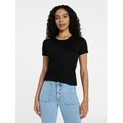 Women's Ribbed Tee with Short Sleeves, Sizes XS-XXXL