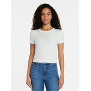 Women's Ribbed Tee with Short Sleeves, Sizes XS-XXXL