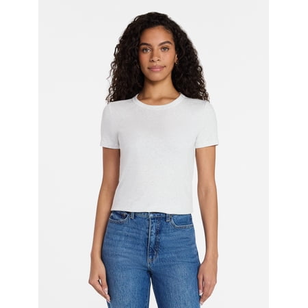 Time and Tru Women's Ribbed Short Sleeve Tee, Sizes XS-XXXL