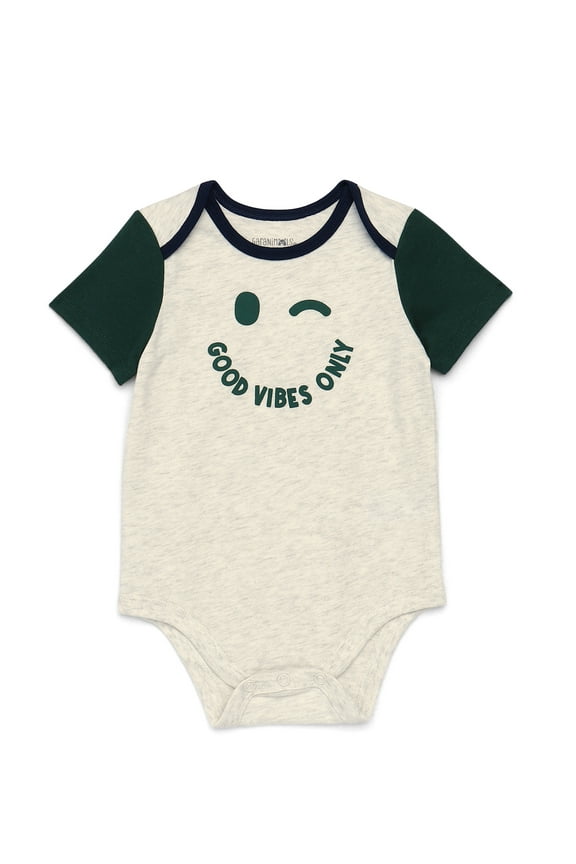 Baby Boy Graphic Colorblocked Bodysuit with Short Sleeves, Sizes 0M-24M