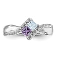 thumbnail image 1 of Sterling Silver Rhodium-plated Synthetic 2 Stone Mother's Ring XMR67/2SS, 1 of 5