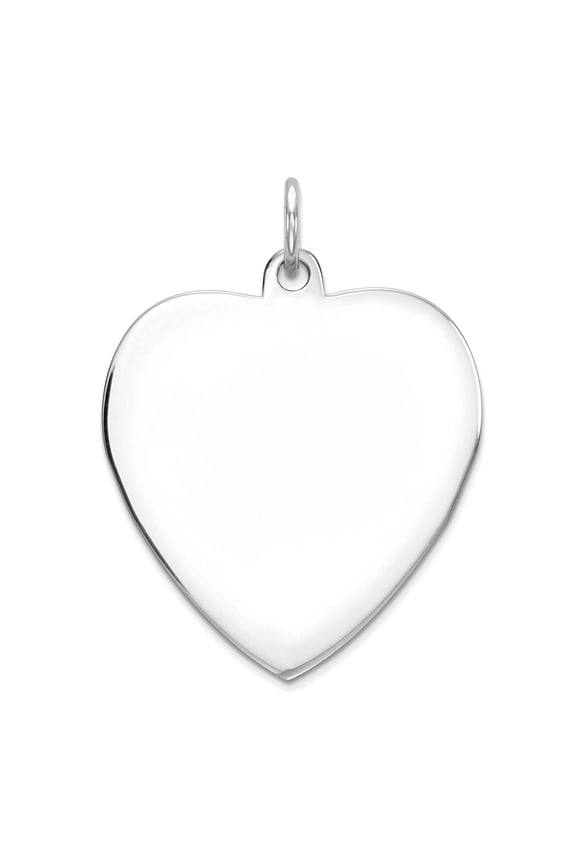 925 Sterling Silver Polished Engraveable Love Heart Disc Charm 28x21mm Wide Pendant Necklace for Women