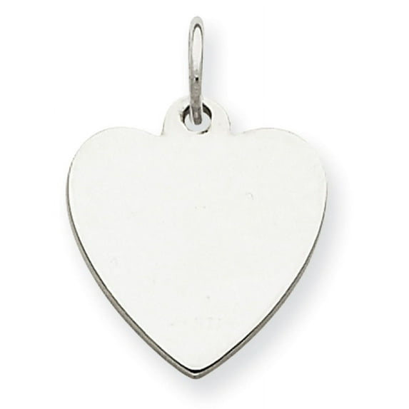 SS Rh-plt Engraveable Heart Polished Front/Satin Back Disc Charm