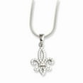 thumbnail image 1 of SS Rhodium-Plated CZ Brilliant Embers Fleur De Lis Necklace in Sterling Silver, 1 of 2
