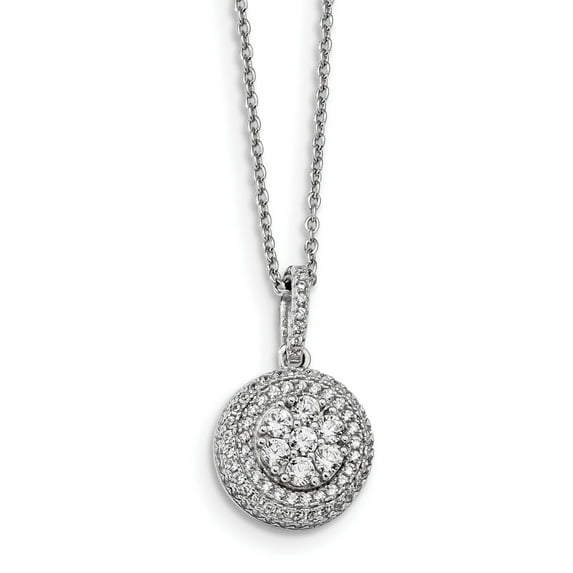 SS Rhodium-Plated CZ Brilliant Embers Necklace in Sterling Silver