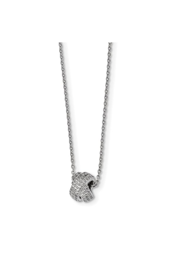 SS Rhodium-Plated CZ Brilliant Embers Necklace in Sterling Silver
