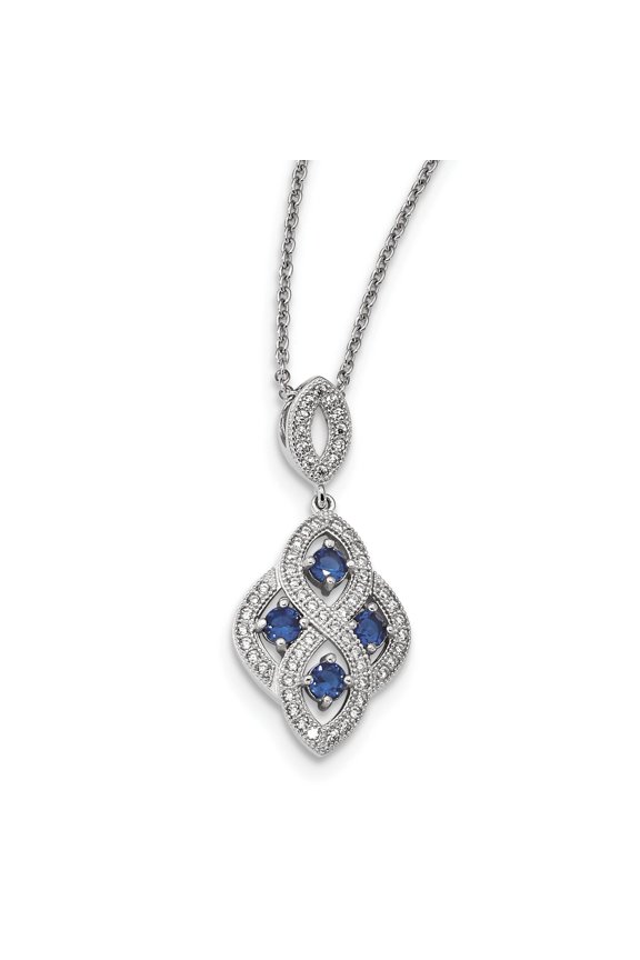 SS Rhodium-Plated CZ Brilliant Embers Necklace in Sterling Silver