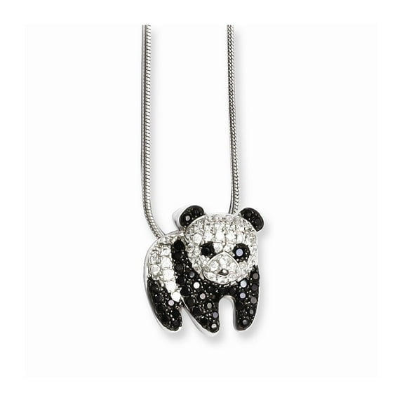 SS Rhodium-Plated CZ Brilliant Embers Panda Necklace in Sterling Silver
