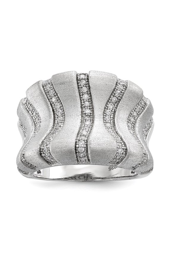 SS Rhodium-Plated CZ Brilliant Embers Ring