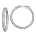 thumbnail image 1 of SS Rhodium-Plated Pav 1.4in Diameter CZ In & Out Hoop Earrings in Sterling Silver, 1 of 2