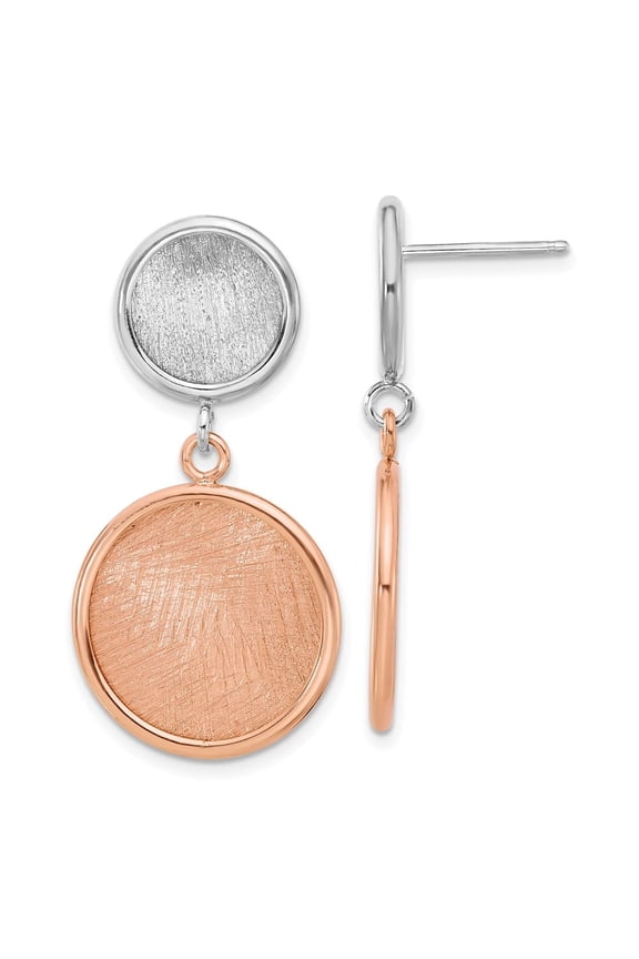 SS Rhodium/Rose-tone Radiant Essence Polished/Scratch Earrings