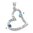 thumbnail image 1 of SS/Rhodium-plated 2 Birthstone Heart with SS Bezel Family Pendant Q-QMP2/2SS, 1 of 2