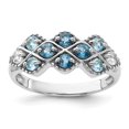 thumbnail image 1 of SS Rhodium-plated London Lt. Swiss Blue and White Topaz Ring, 1 of 6