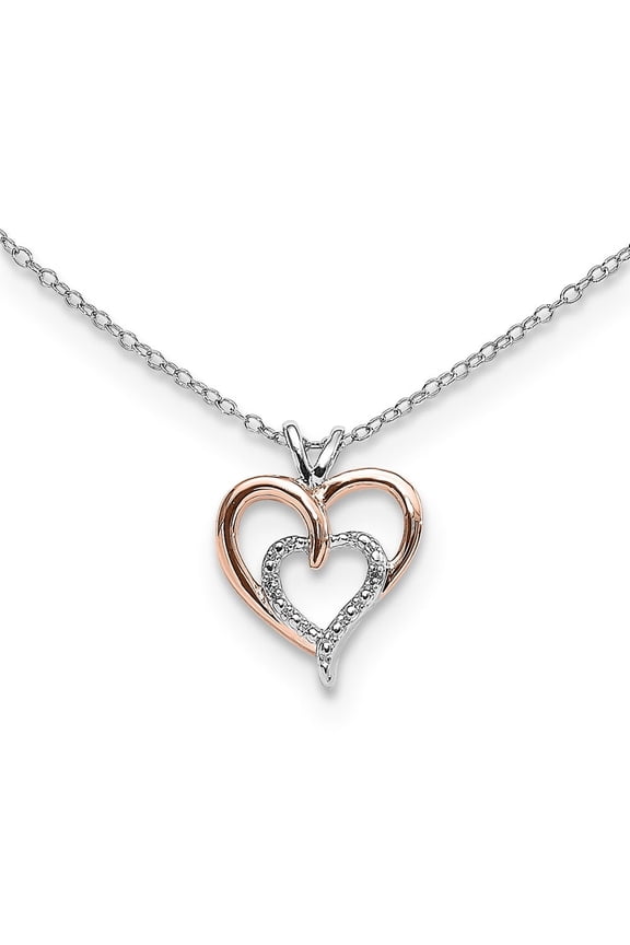 SS & Rose Gold Plated Diamond Pend Necklace W/ Chain