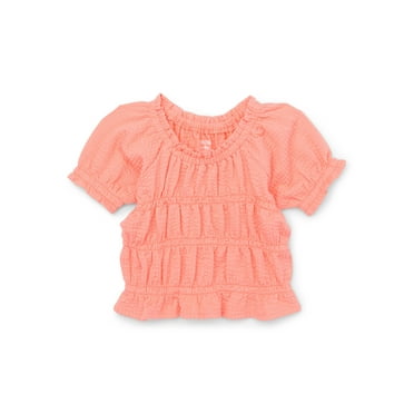 Garanimals Baby Girl Smocked Short Sleeve Top, Sizes 0-24 Months