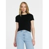 Time and Tru Women's Slim Fit Crewneck Tee with Sh