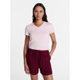 thumbnail image 1 of Time and Tru Women's Slim V Neck Tee with Short Sleeves, Sizes XS-XXXL, 1 of 5
