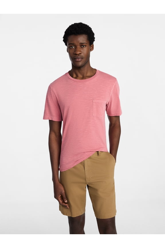 Men's and Big Men's Slub Pocket Tee with Short Sleeves, Size XS-3XL