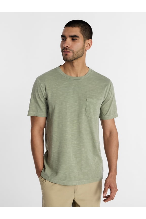 Men's and Big Men's Slub Pocket Tee with Short Sleeves, Size XS-3XL