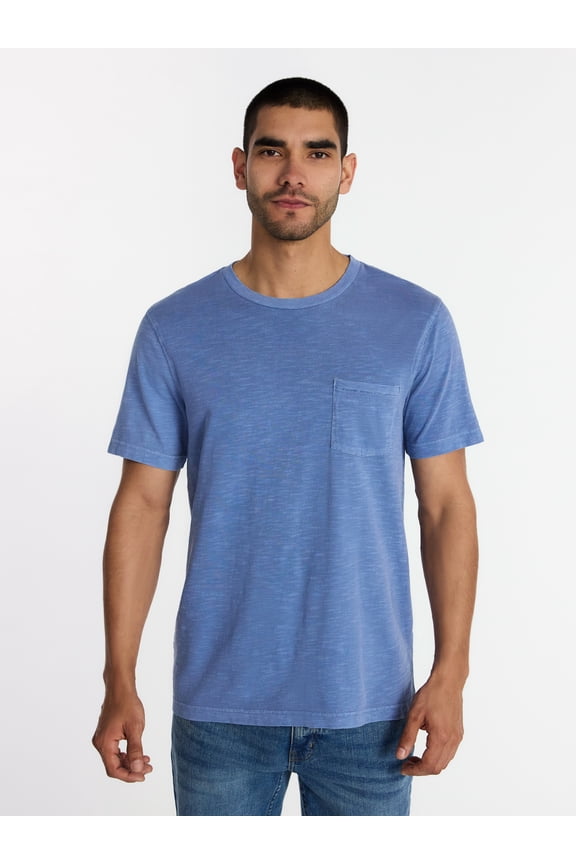 Men's and Big Men's Slub Pocket Tee with Short Sleeves, Size XS-3XL