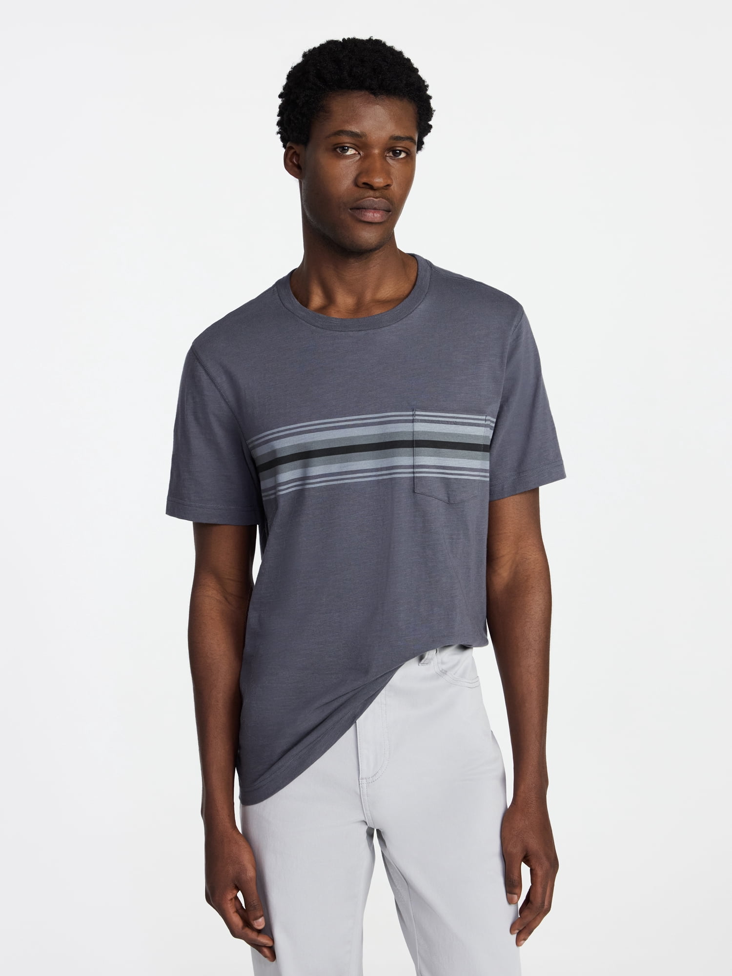 George Men's and Big Men's Slub Pocket Tee with Short Sleeves, Size XS-3XL