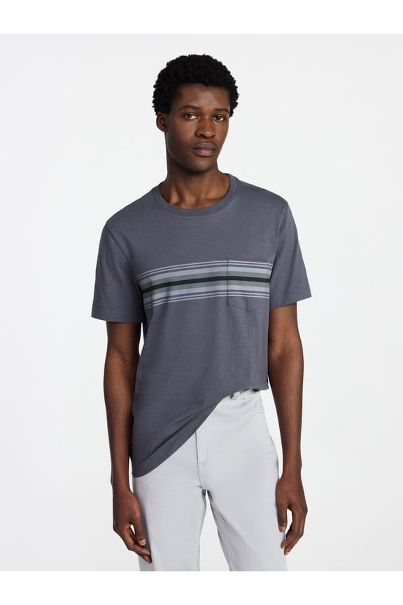 Men's and Big Men's Slub Pocket Tee with Short Sleeves, Size XS-3XL