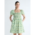 thumbnail image 1 of Free Assembly Women's and Women's Plus Puff Sleeve Peasant Mini Dress, Sizes XS to 4X, 1 of 5