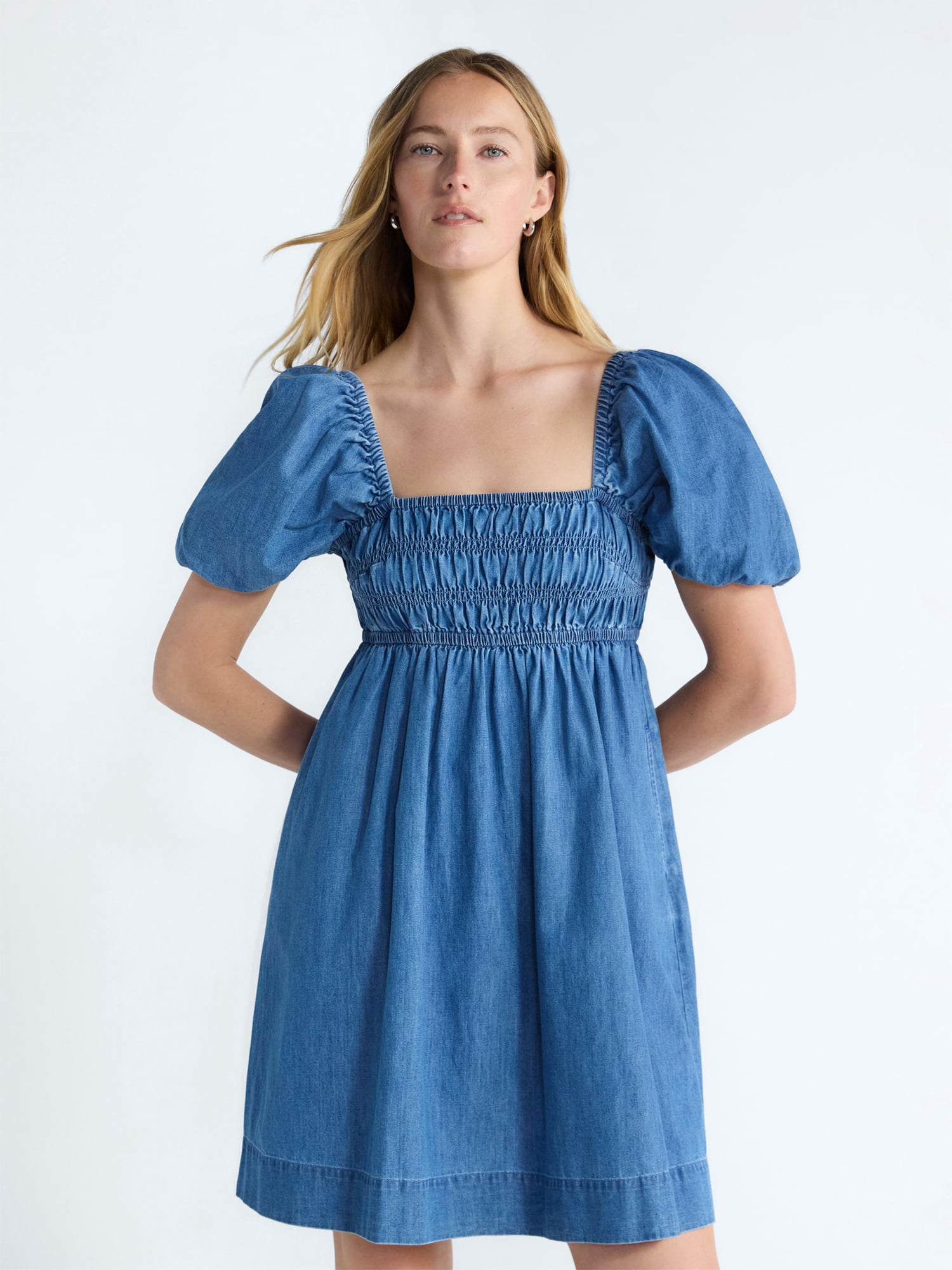 puff sleeve peasant mini dress in soft rayon Lyra Peasant Mini Dress  Lo Tide Clothing Co