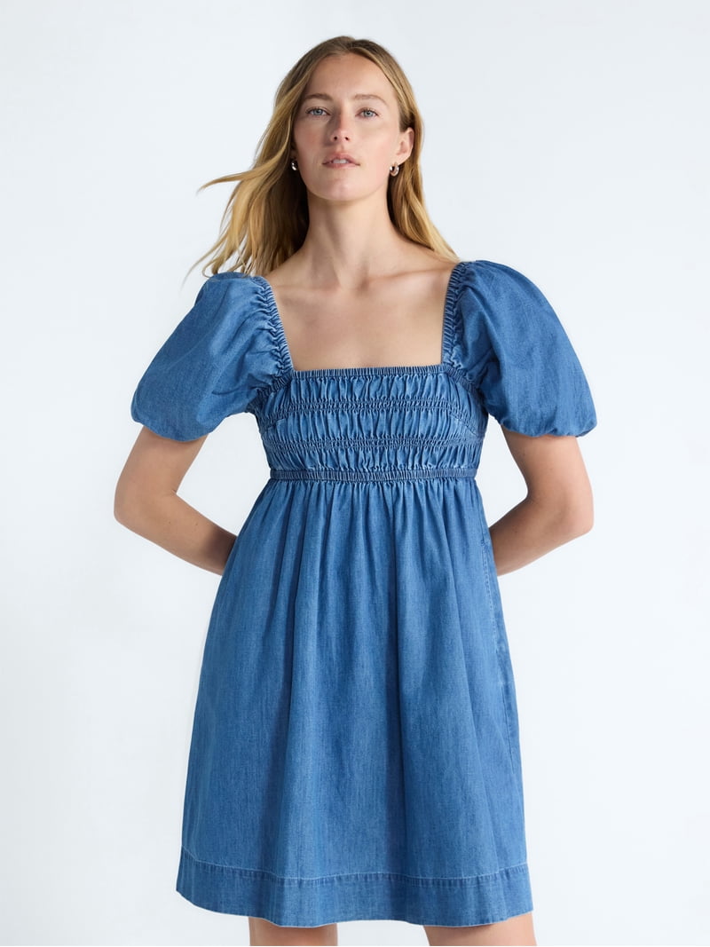 peasant style mini dress Linen Cottagecore Mini Dress: Vintage Inspired Peasant Style