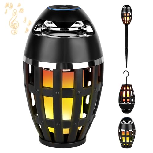 SS SUNSBELL OUTDOOR BLUETOOTH SPEAKER WIRELESS 5.0 LED FLAME LIGHT - BLACK