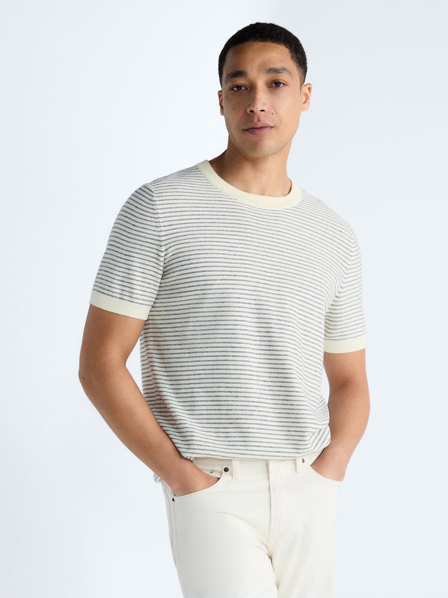 Free Assembly Men's Sweater Tee with Short Sleeves, Sizes S-3XL