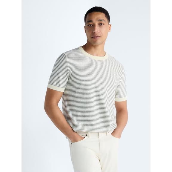 Free Assembly Men's Sweater Tee with Short Sleeves, Sizes S-3XL