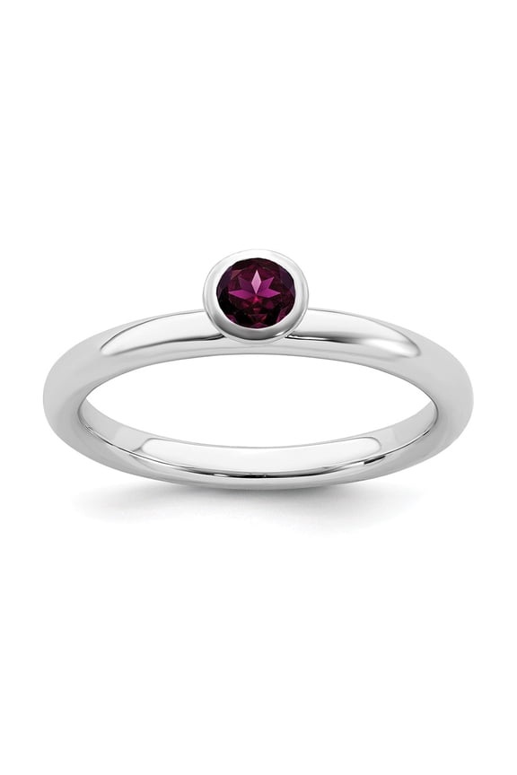 SS Stackable Expressions High 4mm Round Rhodolite Garnet Ring