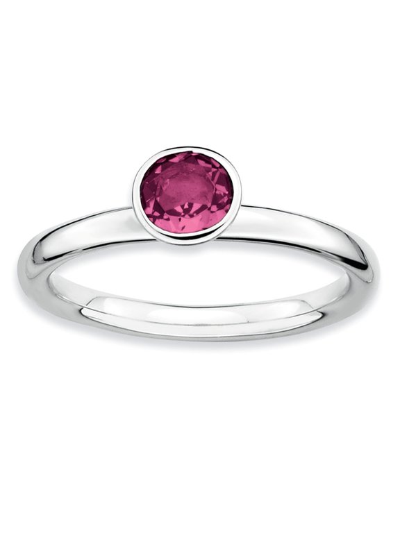 SS Stackable Expressions High 5mm Round Pink Tourmaline Ring