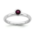 thumbnail image 1 of SS Stackable Expressions Low 4mm Round Rhodolite Garnet Ring in Sterling Silver - Size 10, 1 of 3
