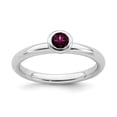 thumbnail image 1 of SS Stackable Expressions Low 4mm Round Rhodolite Garnet Ring, 1 of 1