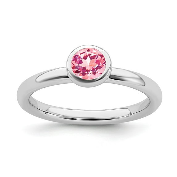 SS Stackable Expressions Low 5mm Round Pink Tourmaline Ring