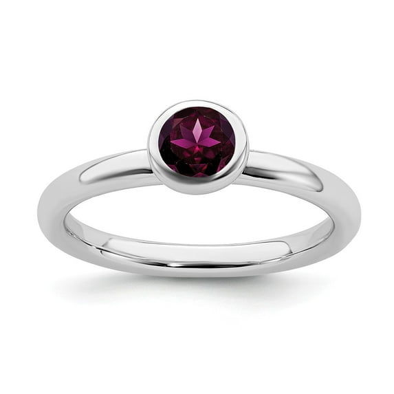 SS Stackable Expressions Low 5mm Round Rhodolite Garnet Ring