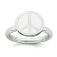 thumbnail image 1 of SS Stackable Expressions Polished White Enameled Peace Sign Ring, 1 of 1