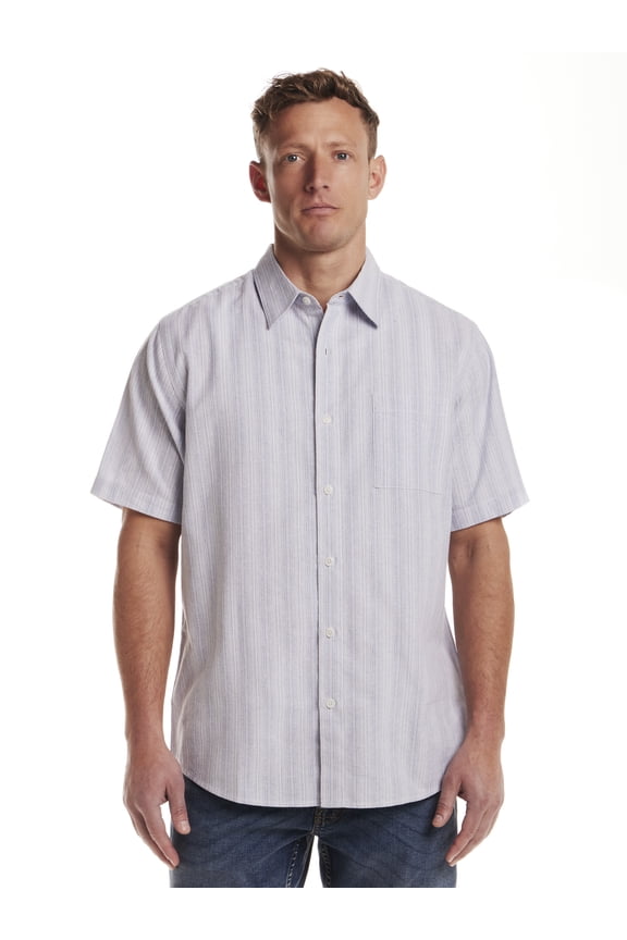 Men's Short Sleeve Textured Stripe Buttondown Shirt