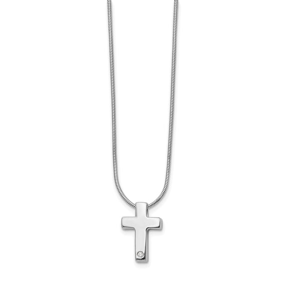 SS White Ice .01ct. Diamond Cross Necklace