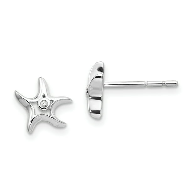 Sterling Silver White Ice Diamond Starfish Post Earrings Sterling Silver White Ice Diamond Starfish Post Earrings