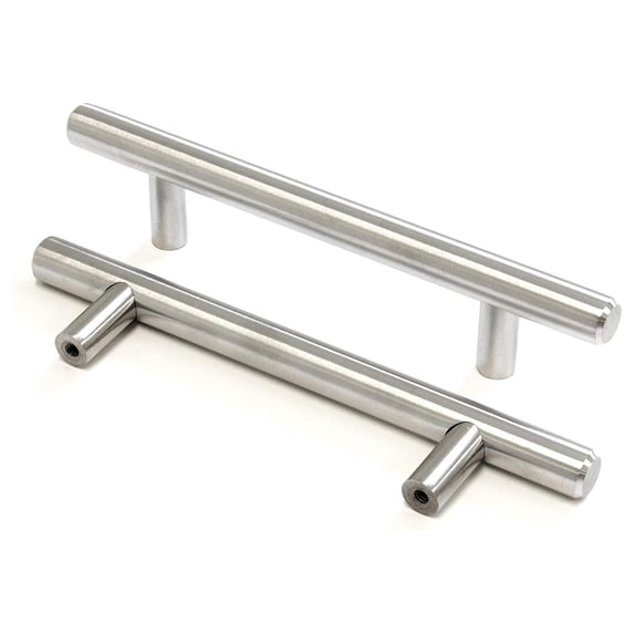 -SS002-96 Solid Stainless Steel Modern Cabinet Drawer Handle Pull, 3 3/4 Inch, Brushed Stainless Steel (10 Pack)