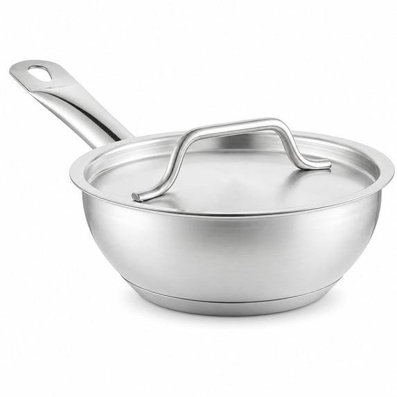 SS1 Series 1 Qt. Stainless Steel Saucier Pan with Aluminum-Clad Bottom ...