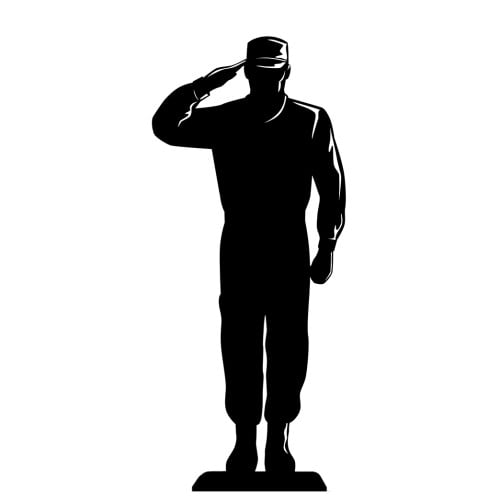 SS11149 Soldier Saluting Silhouette Cardboard Cutout Standee Standup