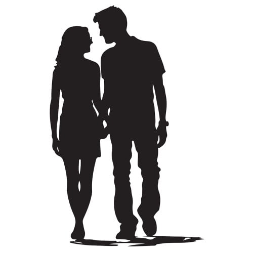 SS11152 Couple Holding Hands Silhouette Cardboard Cutout Standee Standup