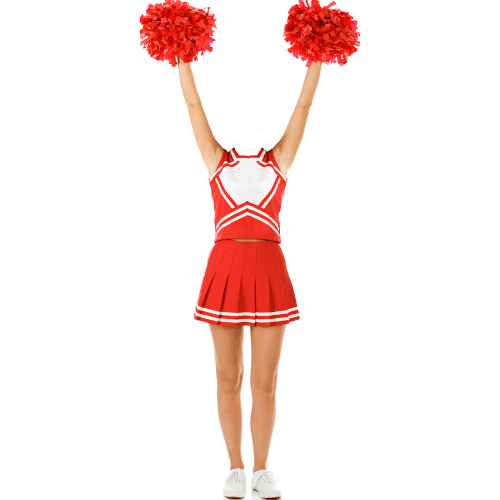 SS11176 Red Pom Pom Cheerleader Stand In Cardboard Cutout Standee Standup